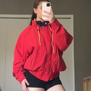 vintage red oceanside bomber jacket